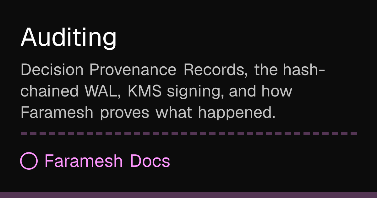 Auditing | Faramesh Docs